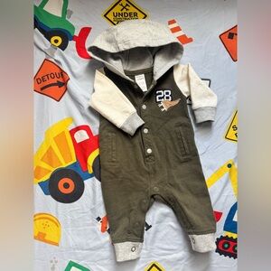 Carter's Gray and Olive Hooded Jumpsuit